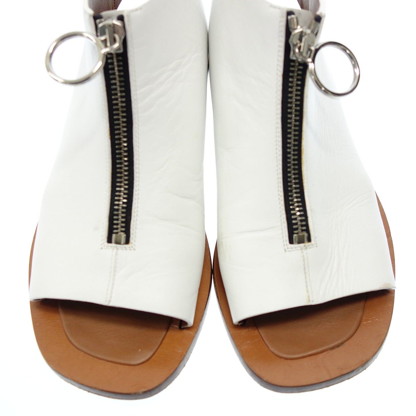 Celine Front Zip Sandals Women's White 37.5 CELINE [AFC18] [Used] 