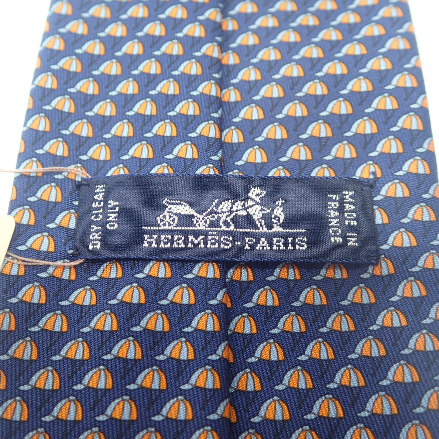 Like new ◆Hermes necktie, all over pattern, 100% silk, navy, with box HERMES [AFI18] 