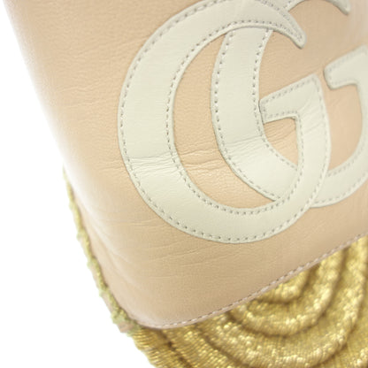 Good Condition◆Gucci Leather Sandals GG Marmont 655820 Espadrilles Women's Gold Size 35 GUCCI [AFC34] 