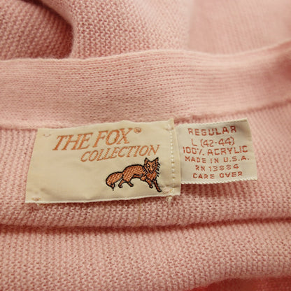 中古◆ヴィンテージ ザ フォックス コレクション 80’s カーディガン アクリル メンズ ピンク サイズL Vintage THE FOX COLLECTION【AFB33】