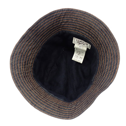 Used ◆Hermes logo hat linen navy size 55 HERMES [AFI21] 