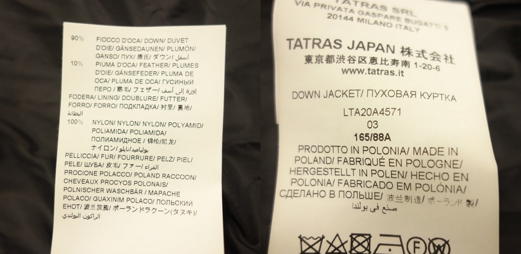 状况良好 ◆ Tatras 羽绒服 Laviana LTA20A4571 女式黑色 03 码 TATRAS LAVIANA [AFA5] 