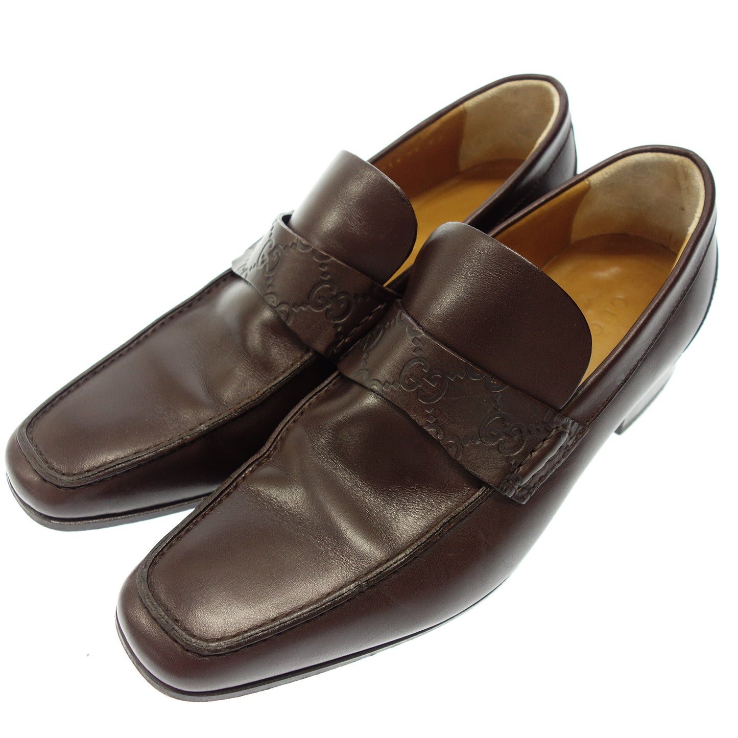 Good condition ◆ Gucci Leather Loafer GG Men's 39E Brown GUCCI [AFC3] 