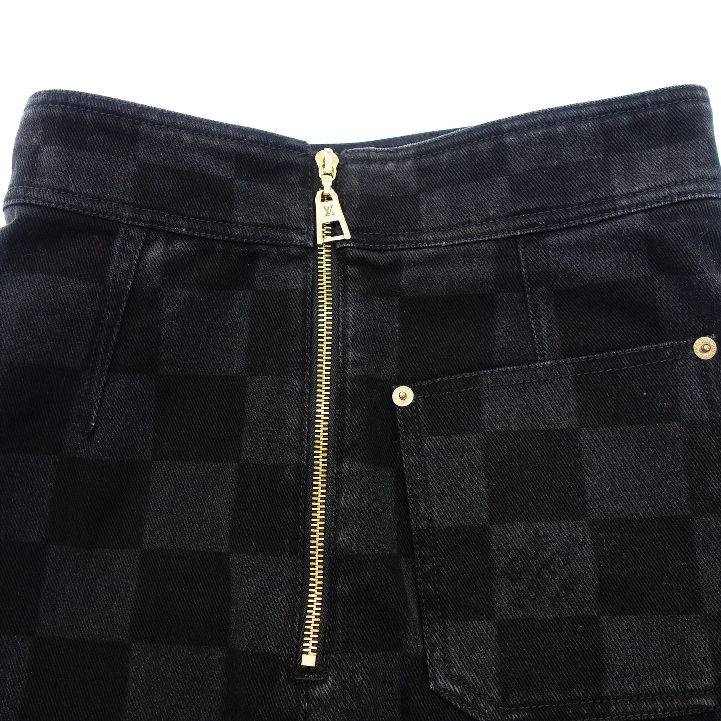 Louis Vuitton Damier Denim Skirt RW222J NY9 FNSK06 Women's Dark Gray 34 Louis Vuitton [AFB50] [Used] 