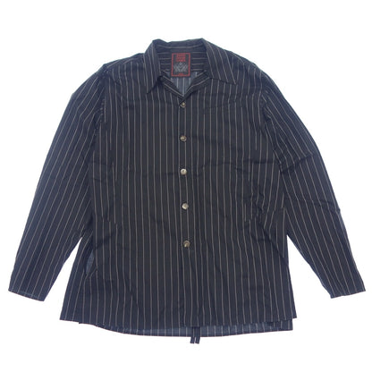 Good Condition◆JEAN PAUL GAULTIER Open Collar Shirt Vintage Striped Men's Black Cotton Size 48 JEAN PAUL GAULTIER [AFB6] 