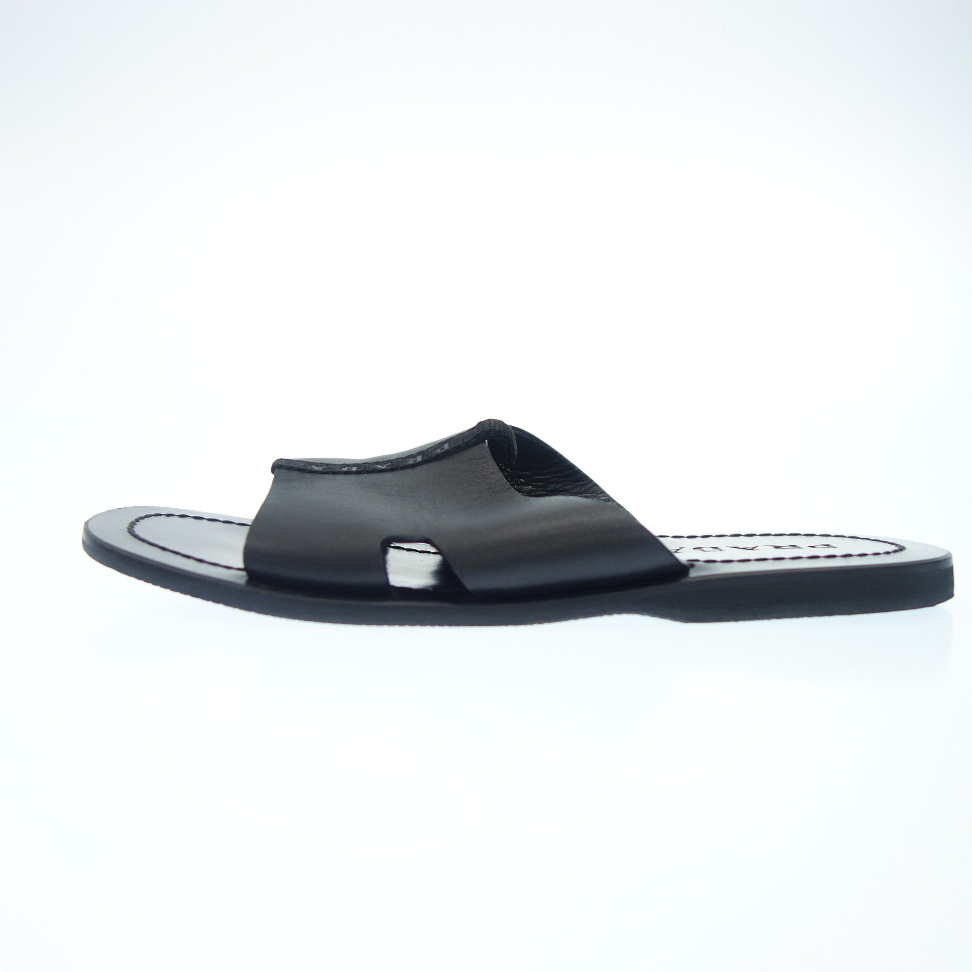 プラダ レザーサンダル メンズ 8 黒 PRADA【AFC54】【中古