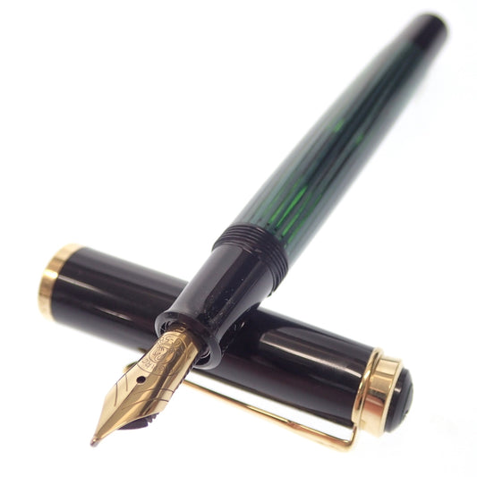 Good Condition ◆ Pelikan Fountain Pen Souveraine Nib 14C585 Striped Green Pelikan [AFI7] 