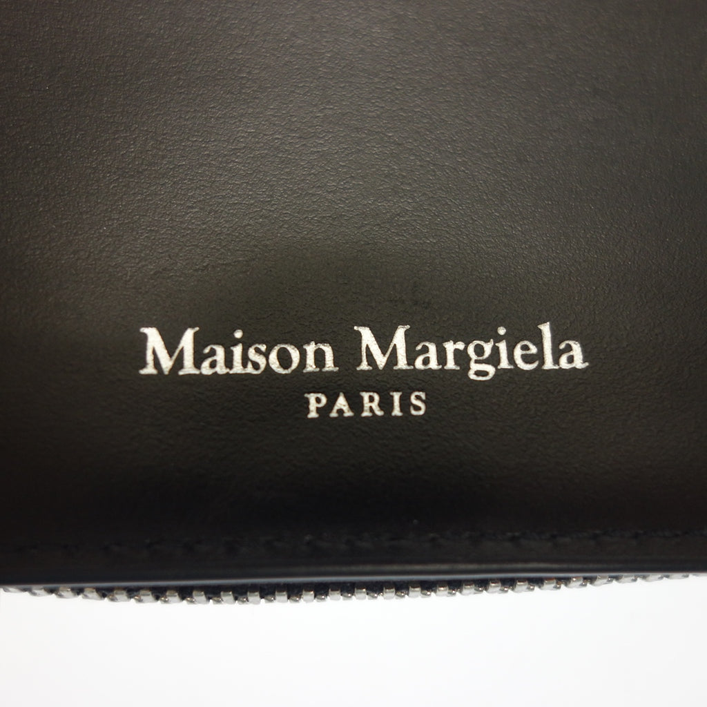 美品◆メゾンマルジェラ 二つ折り財布 グレインレザー SA1UI0020 ブラック Maison Margiela【AFI5】