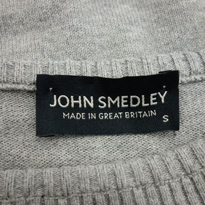 状况良好 ◆ John Smedley 圆领针织衫 24G 带 V 角撑板棉男式灰色 S JOHN SMEDLEY [AFB5] 