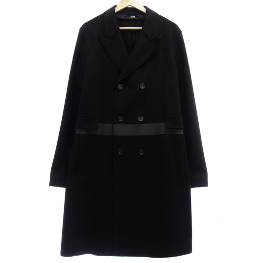 Numeroventuno double chester coat switching two-way blend wool nylon black men's 52 N°21 [AFA22] [Used] 