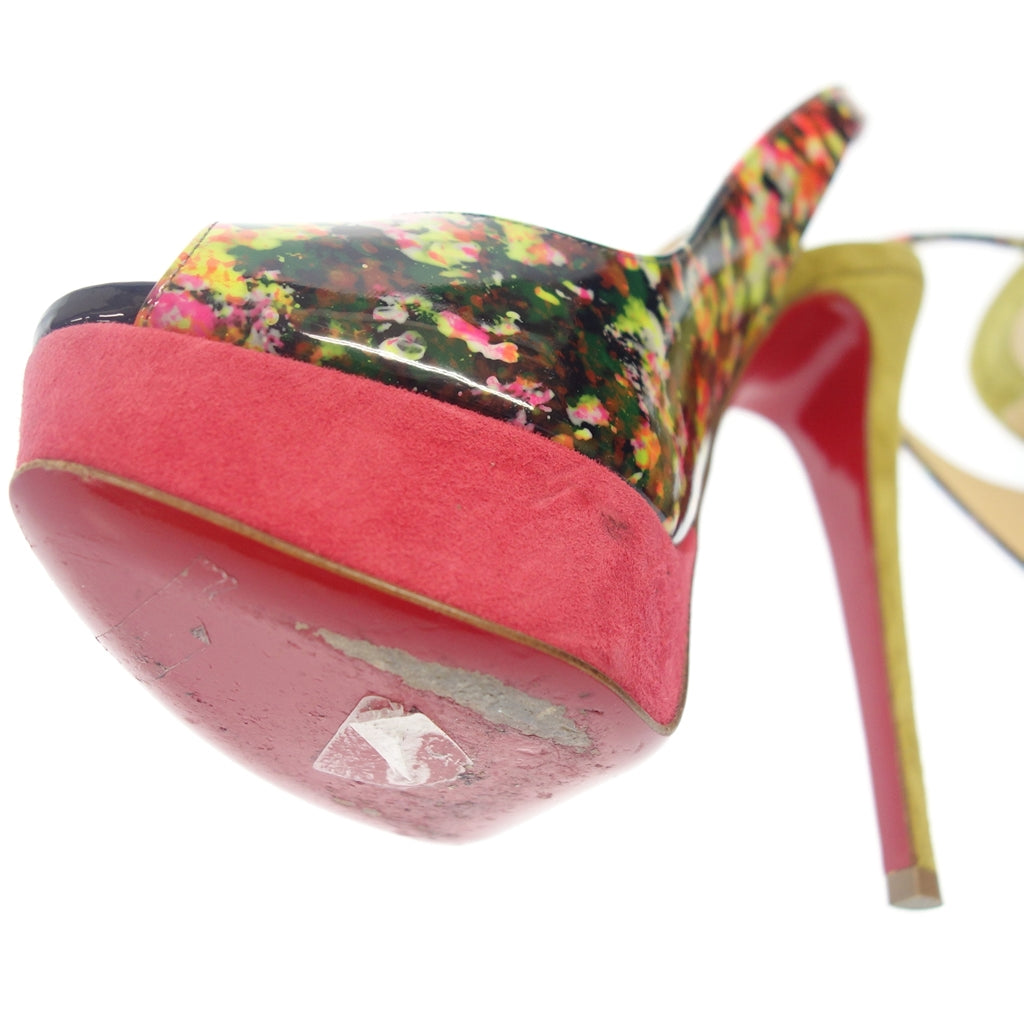 Used Christian Louboutin Patent Leather Heel Mule Ladies 35 Multicolor Christian Louboutin [AFC6] 