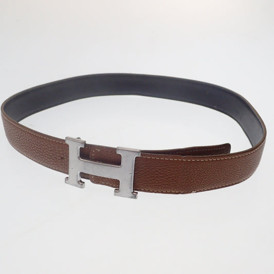 Good condition ◆Hermes leather belt Constance silver hardware □F engraving HERMES [AFI1] 