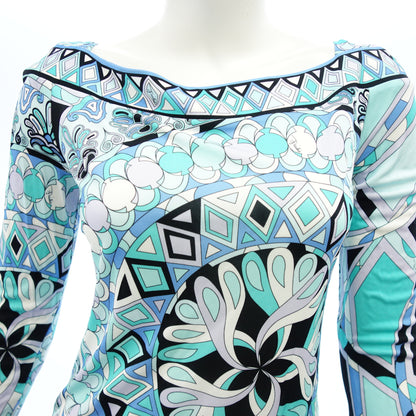 Good condition ◆ Emilio Pucci long sleeve cut and sew rayon ladies blue size 38 EMILIO PUCCI [AFB9] 