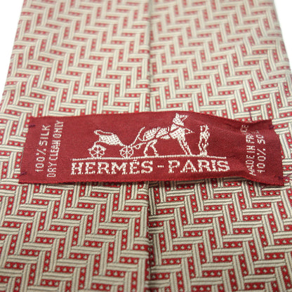 Like new◆Hermes tie silk all over pattern red HERMES [AFI3] 