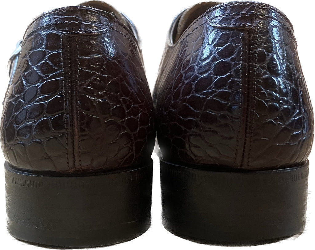 美品◆トレーディングポスト レザーシューズ ダブルモンク クロコ型押し 赤茶系 7 Trading Post