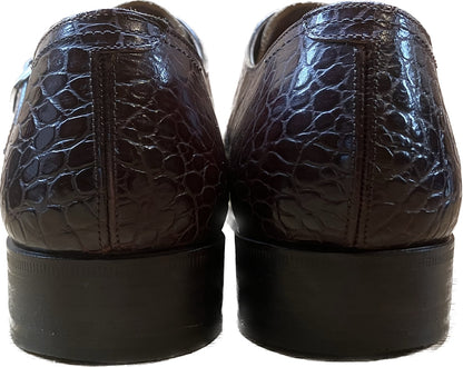 美品◆トレーディングポスト レザーシューズ ダブルモンク クロコ型押し 赤茶系 7 Trading Post