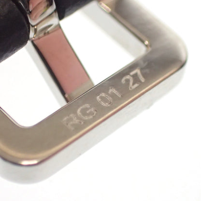 Good Condition◆Hermes Leather Bracelet Paddock Double Tour A Engraved Silver Hardware Black HERMES [LA] 