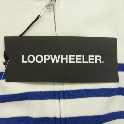 Like new◆LOOPWHEELER LOWERCASE collaboration ship-up parka border cotton men's size M white blue LOOPWHEELER [AFB4] 