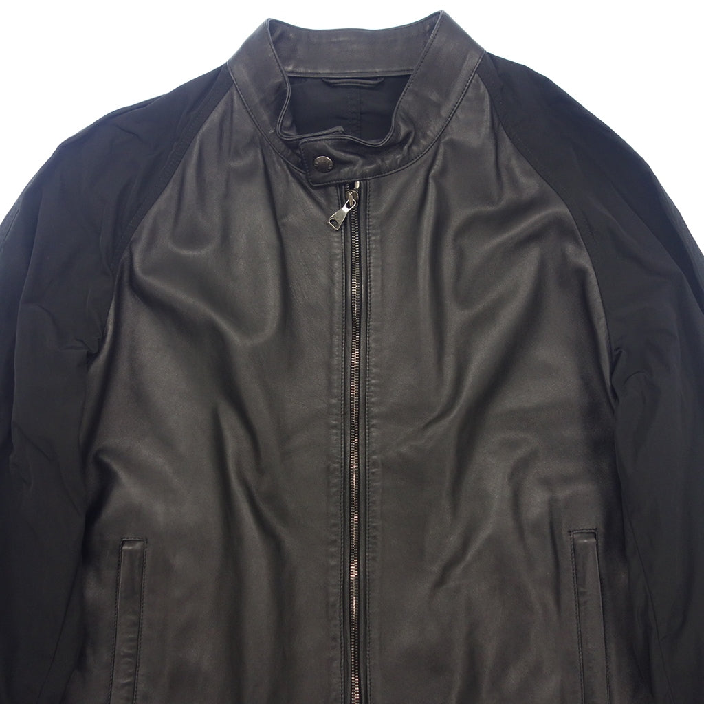 Good Condition ◆ EMMETI Leather Rider's Jacket Single Lambskin Nylon Switch Black Men's Size 48 EMMETI [AFG1] 