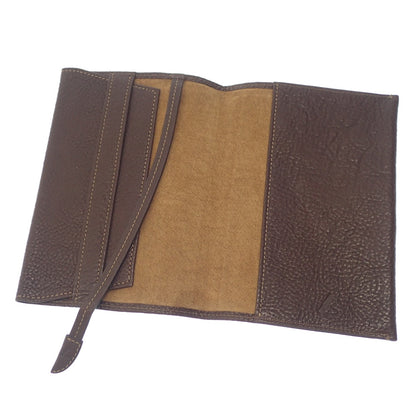 Tsuchiya Bag Bunko Cover Book Cover Grained Leather Brown [AFI20] [Used] 