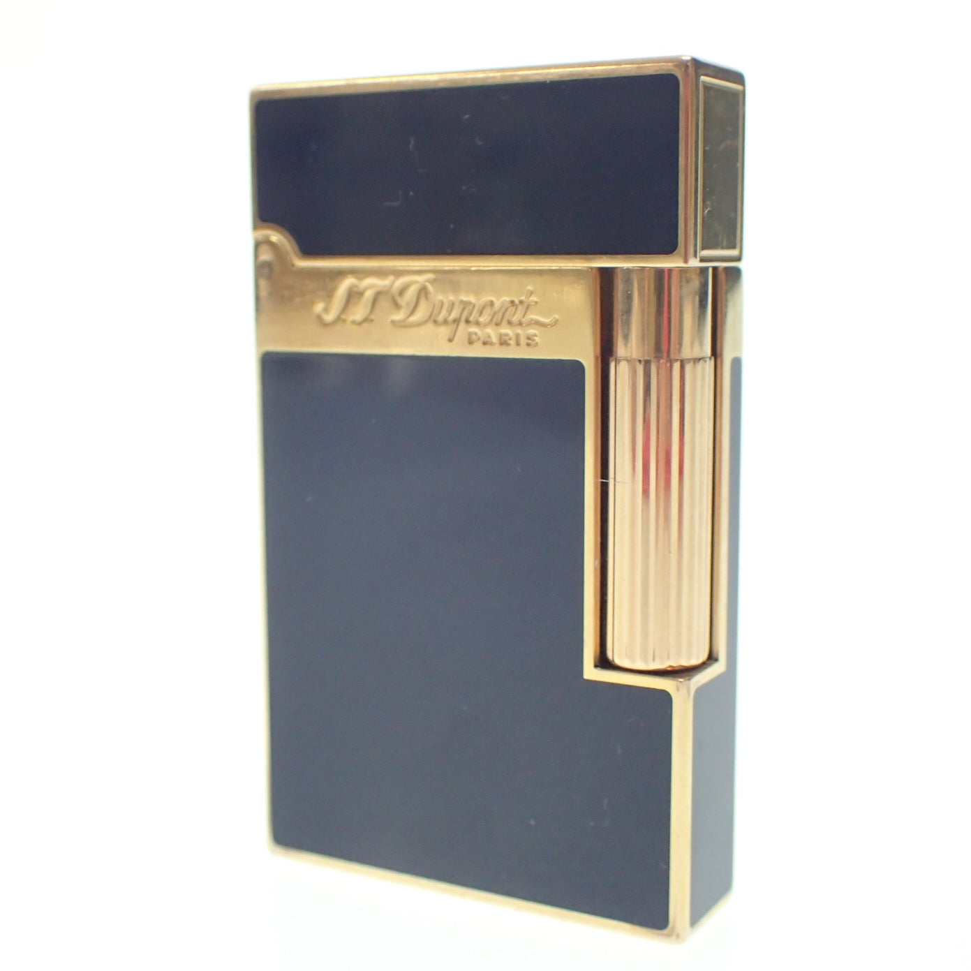 中古◆デュポン ガスライター ライン2 LINE2 ゴールド×ネイビー S.T.Dupont【AFI2】
