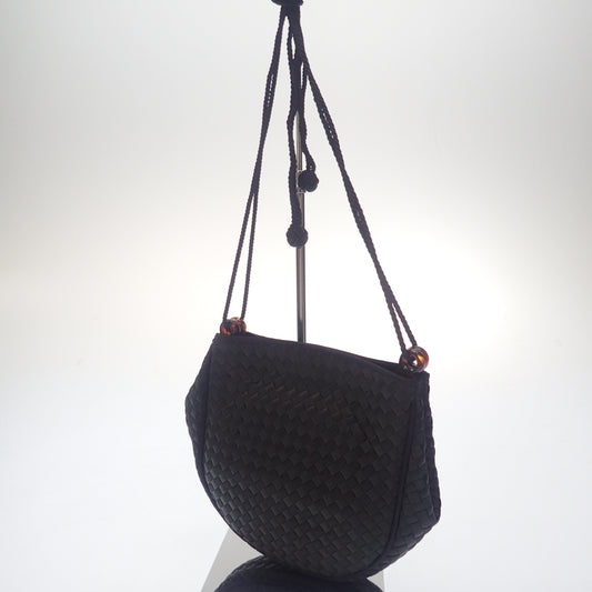 Good condition ◆ Bottega Veneta Mini Shoulder Bag Intrecciato Satin Black BOTTEGA VENETA [AFE1] 