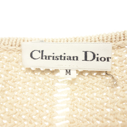 Good Condition◆Christian Dior Cotton Knit Cardigan Jacket Ladies Size M Beige Christian Dior [AFB39] 