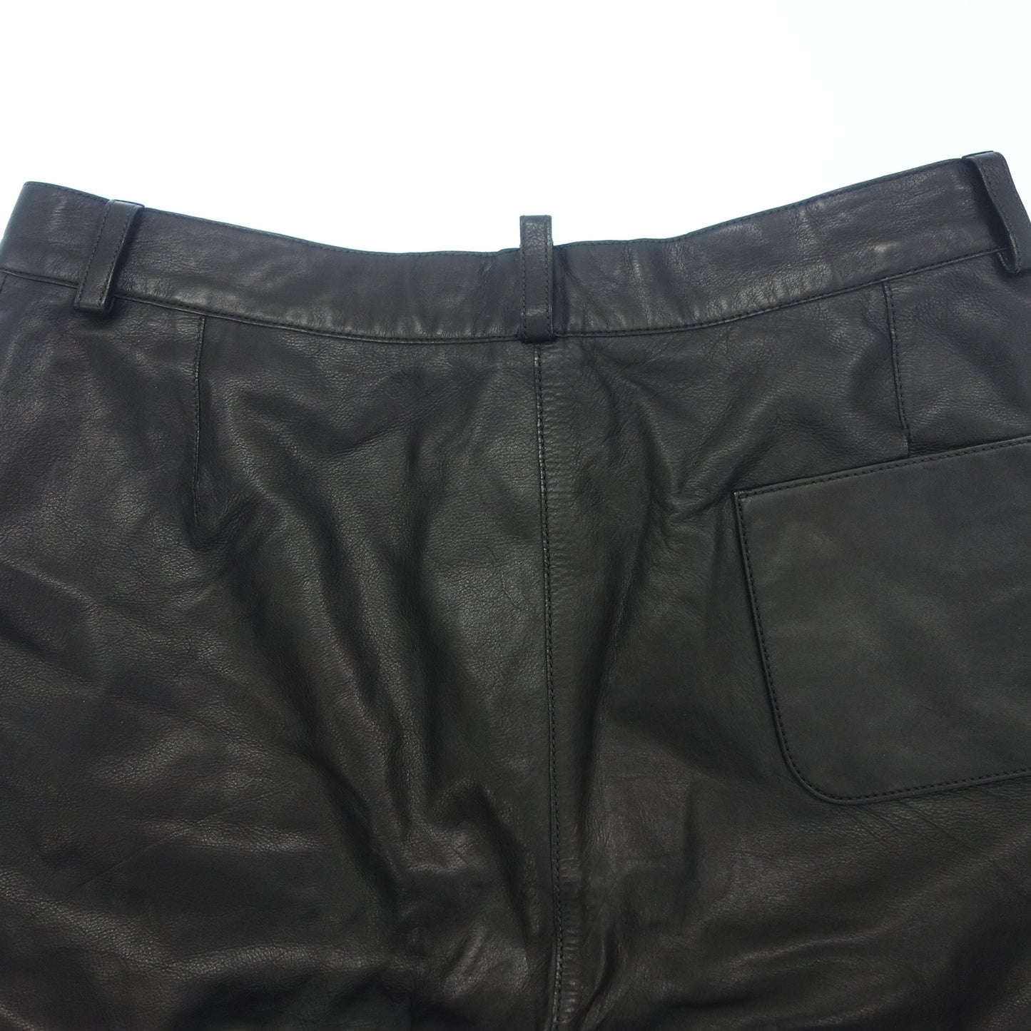 Good Condition◆Hermes Leather Pants Shorts Serie Button Calfskin Women's Black Size 36 HERMES [AFG1] 
