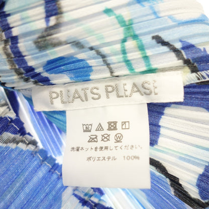 美品◆プリーツプリーズ イッセイミヤケ ノースリーブトップス PP11JK221 21SS 総柄 レディース ブルー サイズ3 PLEATS PLEASE ISSEY MIYAKE PLAYING【AFB29】