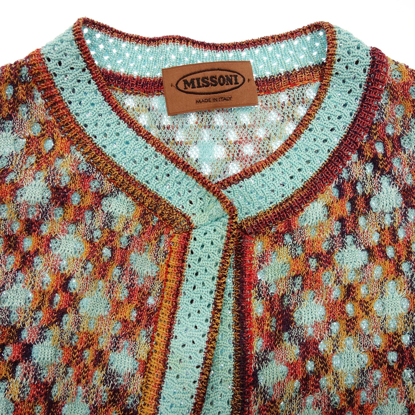 中古◆ミッソーニ ニットカーディガン 総柄 レディース 46 マルチカラー MISSONI【AFB5】