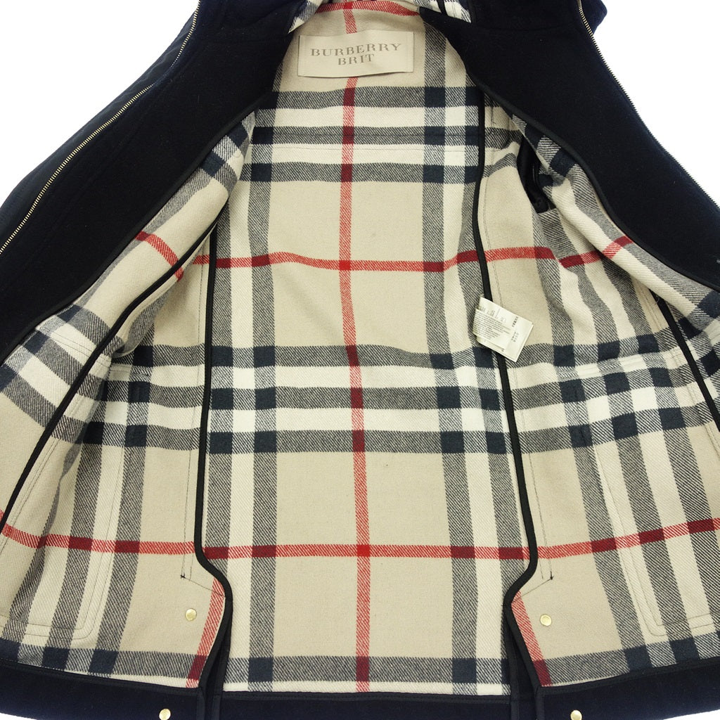 美品◆バーバリーブリット ダッフルコート ウール レディース ブラック サイズUK10 BURBERRY BRIT【AFA11】