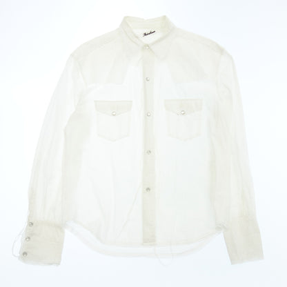 Good Condition◆Midorikawa Long Sleeve Shirt Silk Tape Dot Men's White F Midorikawa [AFB54] 