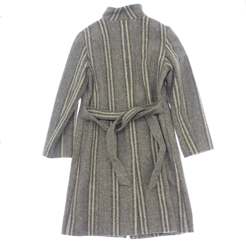 Good Condition◆Burberry London Wool Coat Gray Striped Women's Gray Size 13 BURBERRY LONDON [AFA13] 