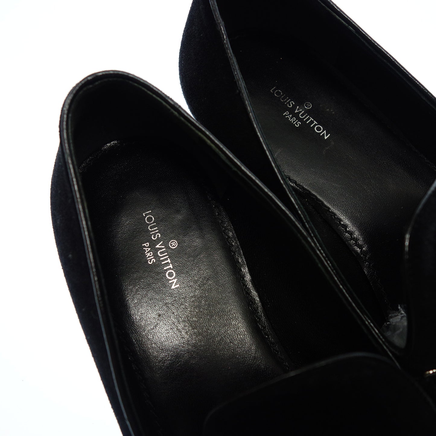 Good Condition◆Louis Vuitton Leather Loafer Suede LV Hardware SC0126 Women's 38 Black LOUIS VUITTON [AFD1] 