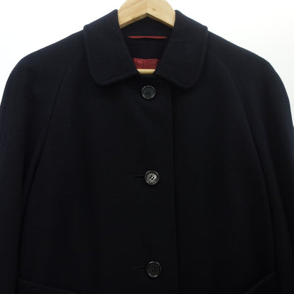 Good Condition ◆ Aquascutum Stainless Steel Collar Coat Belted Pure Cashmere Women's Black Aquascutum [AFA18] 