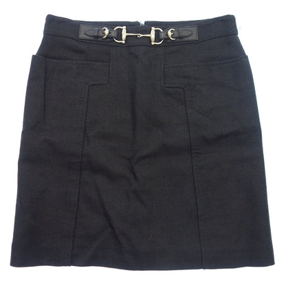 Used ◆ Gucci Mini Skirt 281873 Bit Design Linen Blend Ladies 40 Black GUCCI [AFB45] 