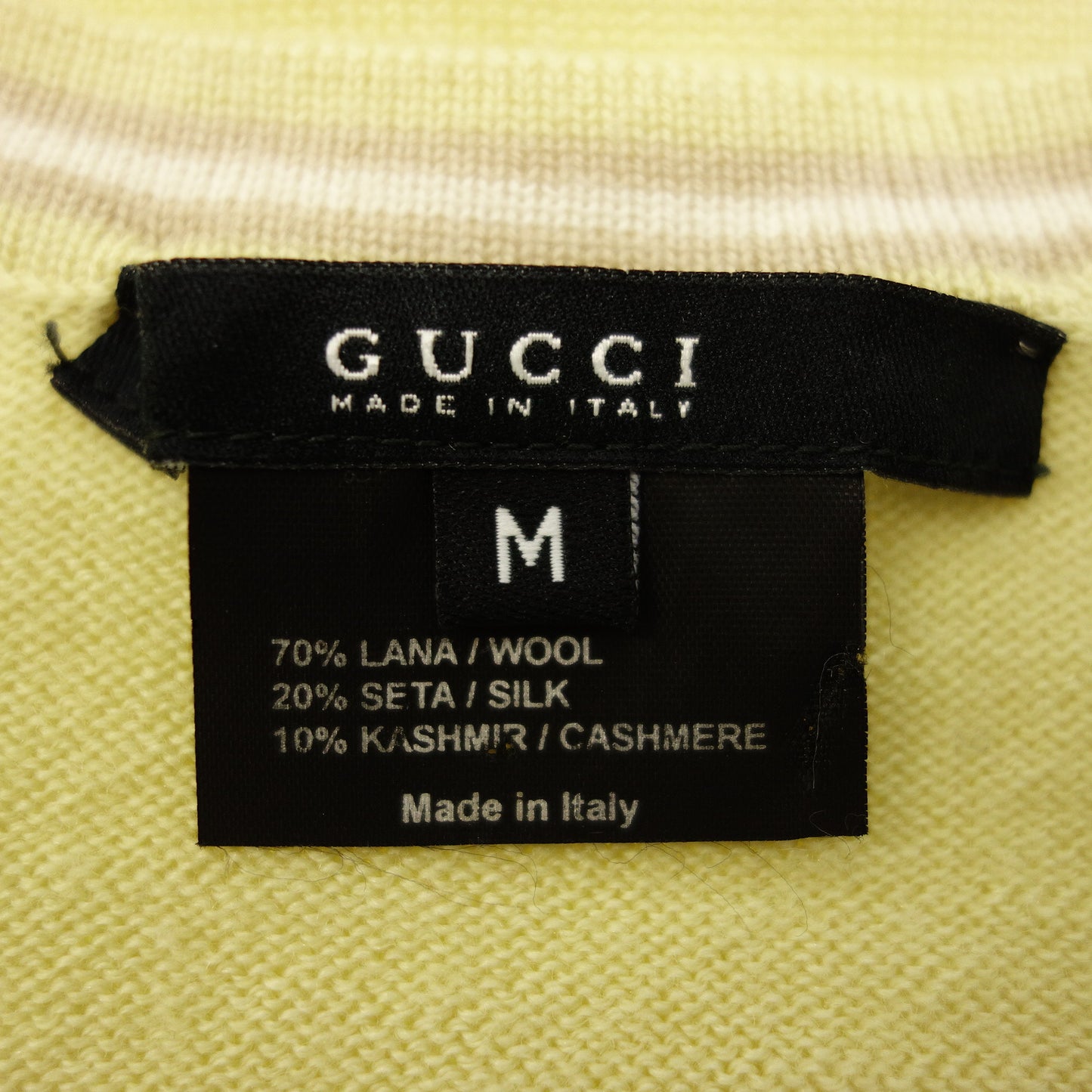 Good Condition ◆ Gucci Knit Sweater V-neck Silk x Wool Size M Men's Yellow GUCCI [AFB27] 