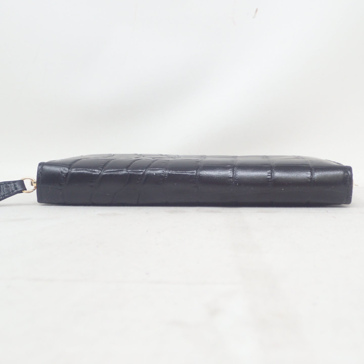 Like new ◆ Ettinger long wallet round zip crocodile embossed black ETTINGER [LA] 