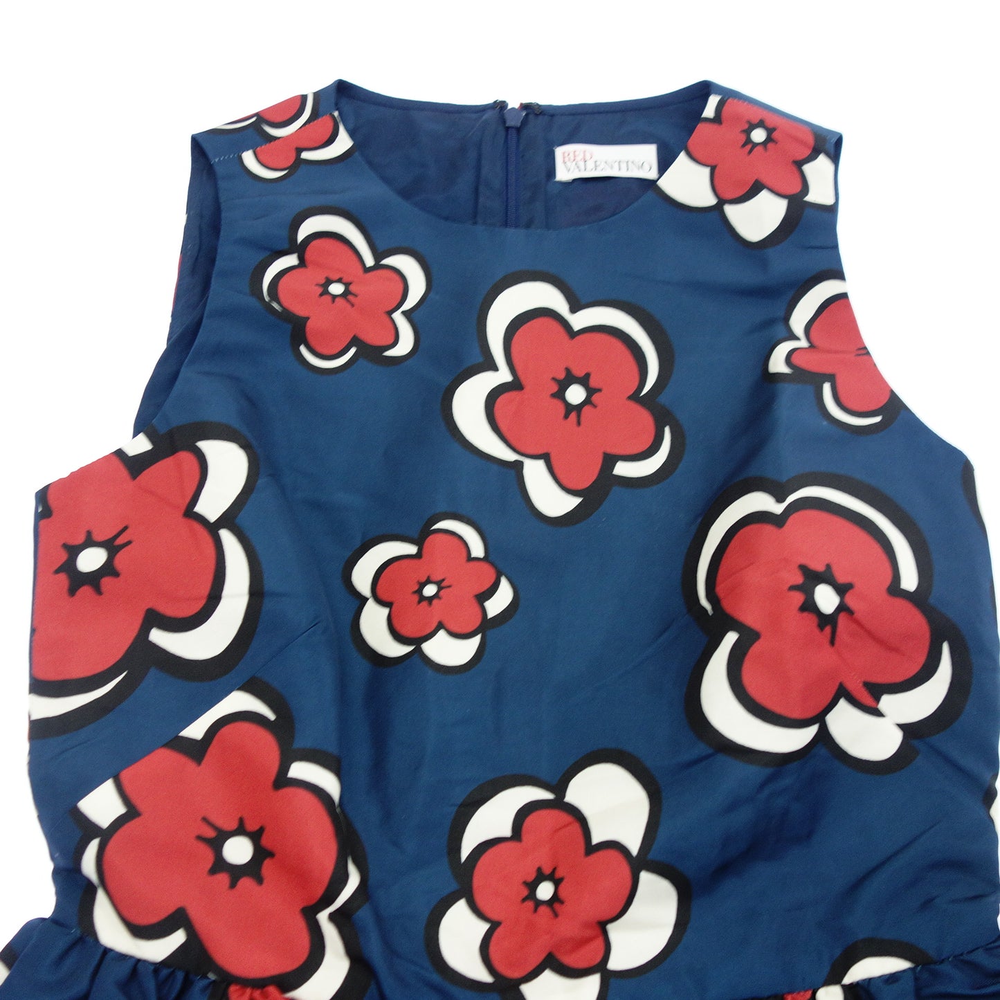 Good Condition◆Red Valentino Floral Pattern Dress Women's Blue 38 RED VALENTINO [AFB3] 