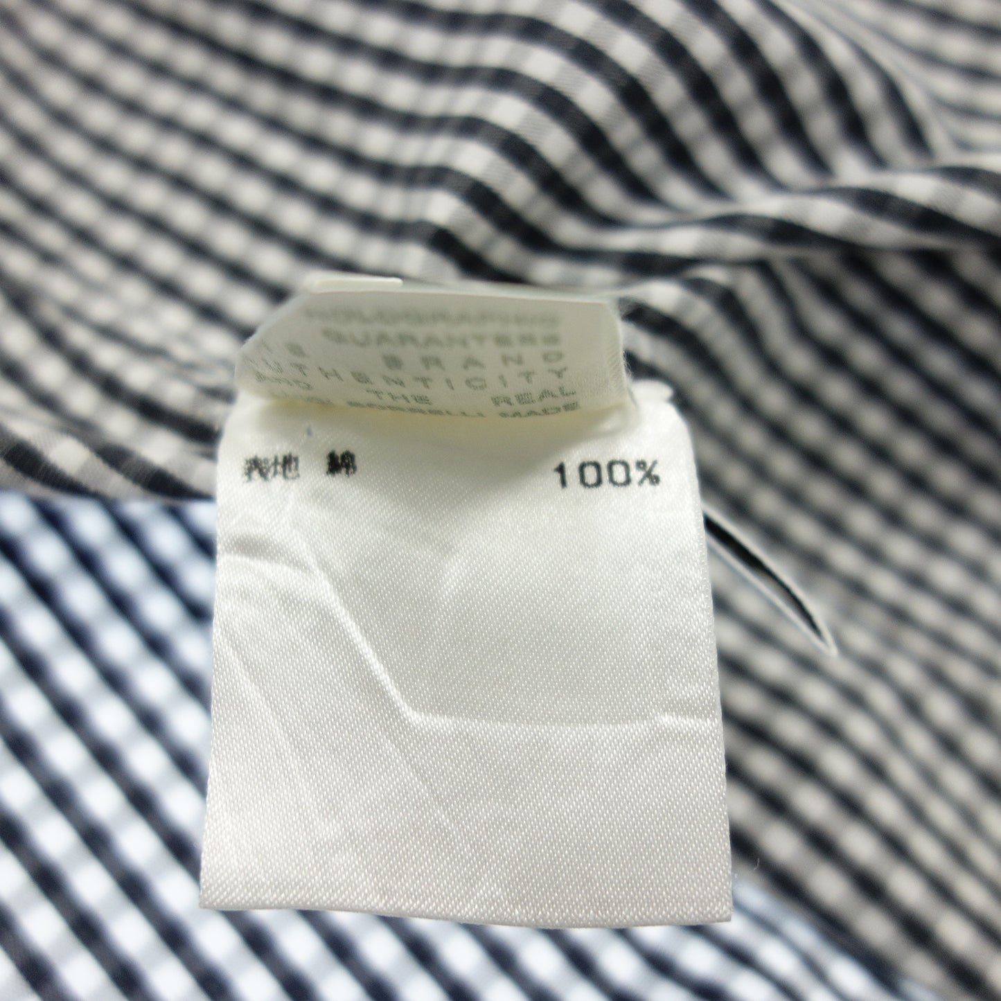 Good Condition◆Luigi Borelli Long Sleeve Shirt Gingham Check Men's 37 White x Black LUIGI BORRELLI [AFB30] 