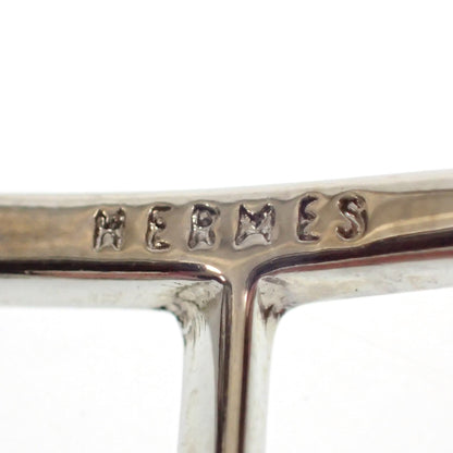 中古◆エルメス レザーブレスレット シルバー金具 黒 HERMES【AFI15】