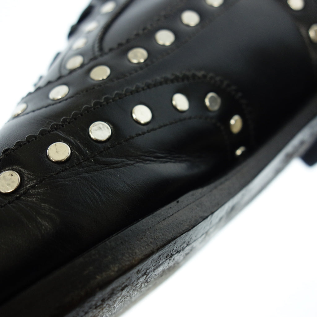 Good Condition ◆ Barker Black Leather Shoes Wingtip Studs Men's 7.0 Black Barker Black [AFC47] 