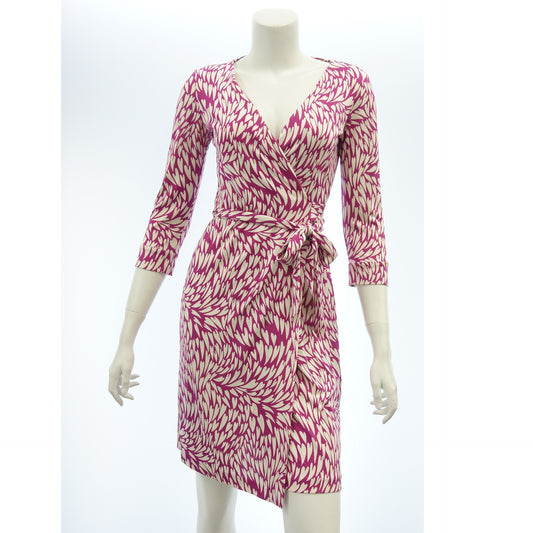 Good Condition◆Diane Von Furstenberg Dress Silk All Over Pattern Pink Size 0 Women's DIANE VON FURSTENBERG [AFB8] 