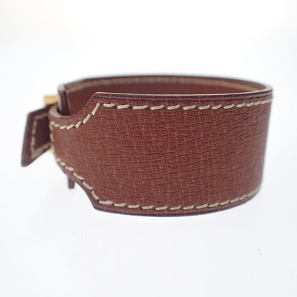 Good condition◆Hermes bracelet Artemis leather gold hardware □E carved M size brown HERMES [AFI12] 