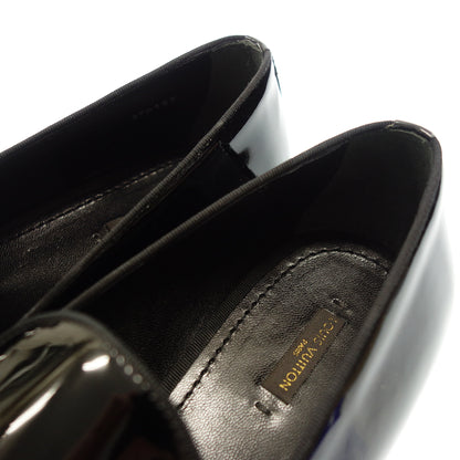状态良好◆路易威登皮革乐福鞋专利 LV 金属零件男士尺寸 8 1/2 黑色 LOUIS VUITTON [AFC2] 