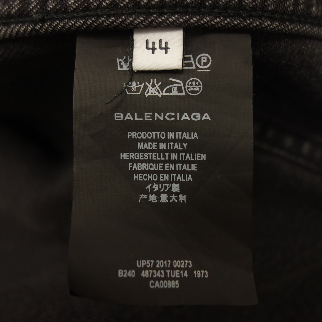 与全新一样 ◆ Balenciaga 牛仔夹克 领子碰撞损坏处理 487343 17AW 黑色 44 码 男士 BALENCIAGA [AFA21] 