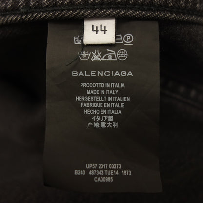 与全新一样 ◆ Balenciaga 牛仔夹克 领子碰撞损坏处理 487343 17AW 黑色 44 码 男士 BALENCIAGA [AFA21] 