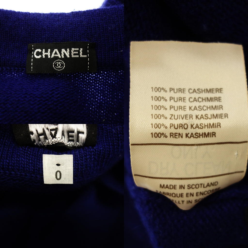 Good Condition◆CHANEL Knit Dress Clover Button Cashmere 100 Women's Blue Size 0 CHANEL [AFB18] 