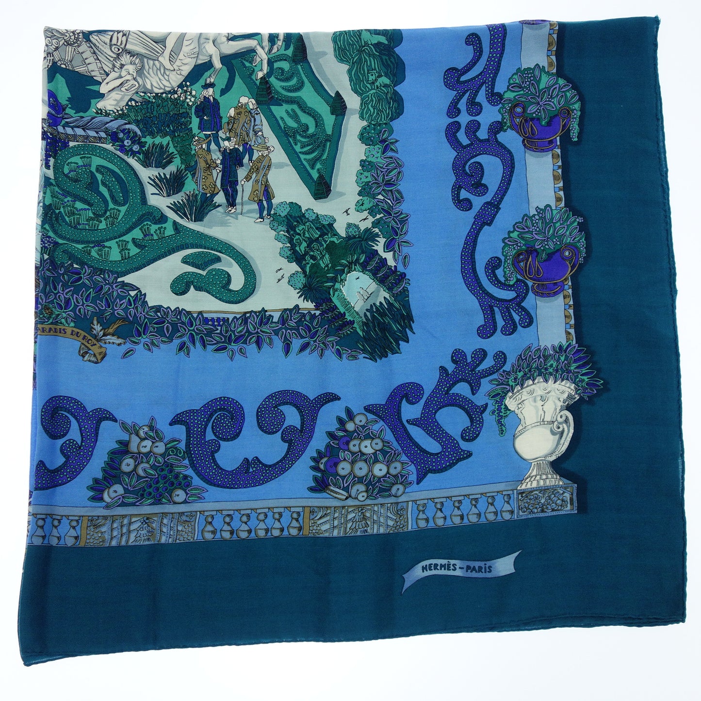 Hermes Carre 140 Scarf LE PARADIS DU ROY King's Paradise Women's Blue HERMES [AFI12] [Used] 