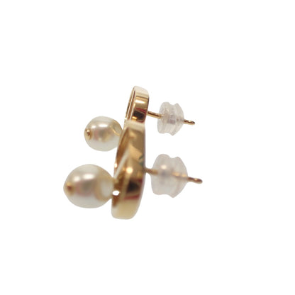 Good condition ◆ Christian Dior earrings CD logo fake pearl gold type Christian Dior [AFI12] 